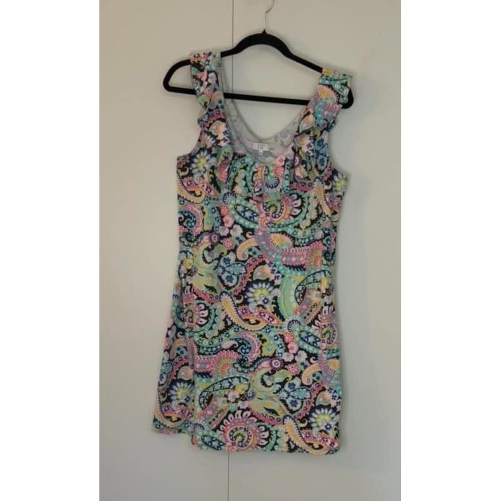CROWN & IVY Multicolor Floral Sleeveless Ruffle Pullover Dress Womens L